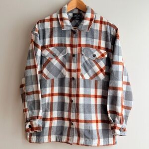 Women’s Plaid Button Down flannel Shirt HFX Mountain- Gray and Brown- Size Small